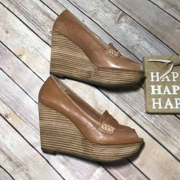 Lucky Brand Brown Leather Wedge Sz 8.5 EUC - Picture 2 of 5